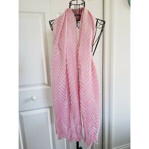 Unbranded Women's Scarf Pink Crinkled V Pattern Wrap 30" x 72" Rectangle Shawl